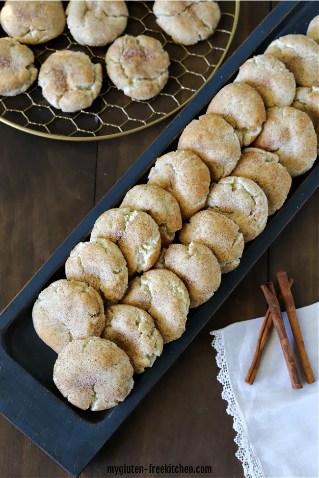 Gluten-free Snickerdoodles on tray
